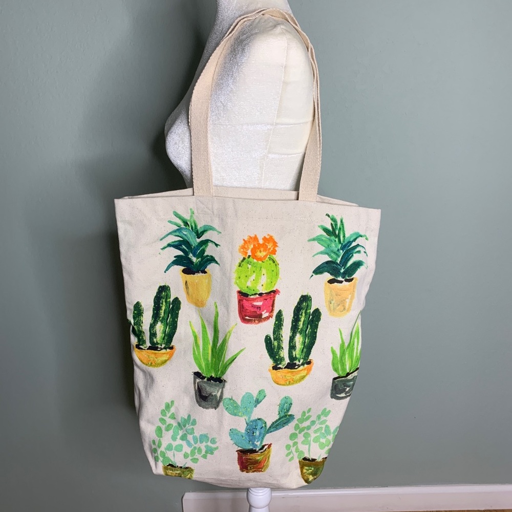 World Market Cactus cotton tote bag